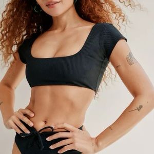 Year Of Ours Tiffany Short Sleeve Bikini Top Size Small